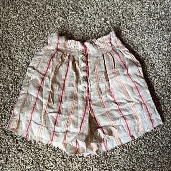 Joie striped paper bag linen blend shorts - Picture 1 of 5
